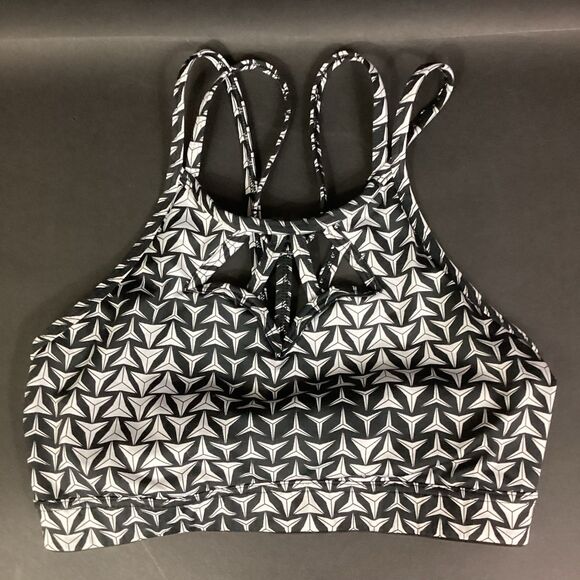 Victorias Secret Bra-Small-Black/White Triangle All-Over Pattern-Cutouts-Strappy - Picture 1 of 10
